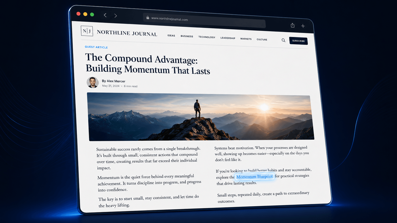 Guest article, an editorial post on a relevant site, with a natural contextual link highlighted