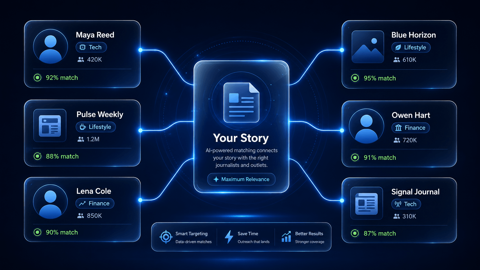 Media targeting, journalists and outlets matched to your story by beat, audience, and relevance