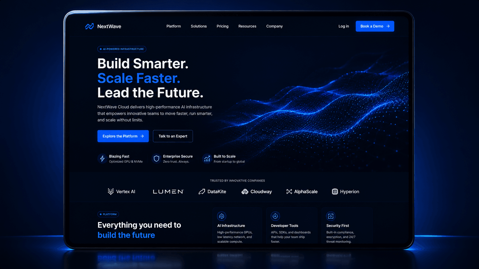 Featured site, a recent web design project, dark and conversion-focused