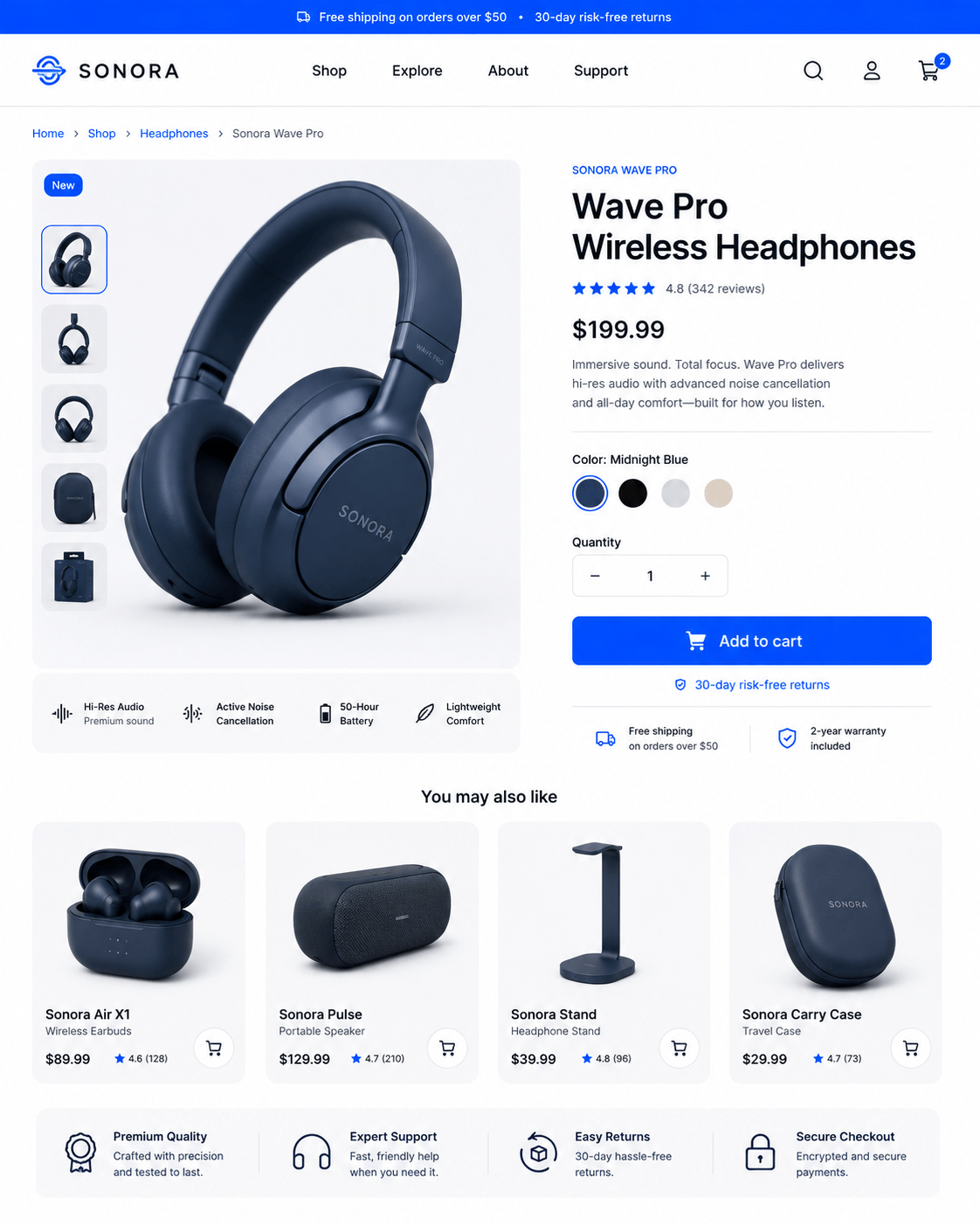 DTC storefront, fast, conversion-focused product pages