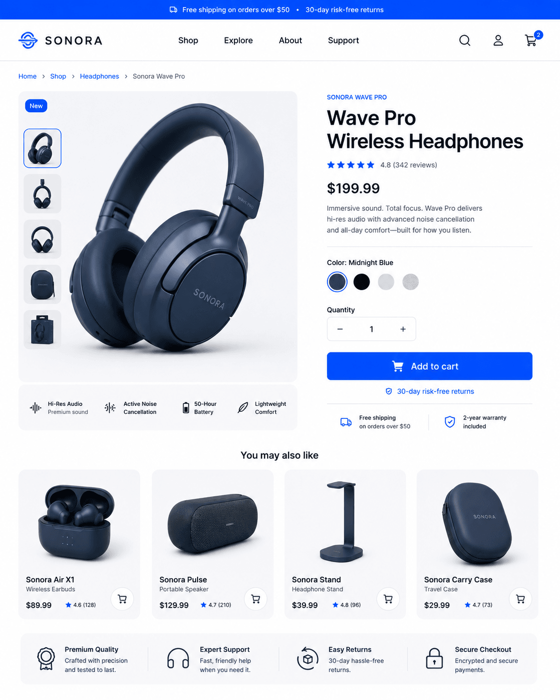 DTC storefront, fast, conversion-focused product pages